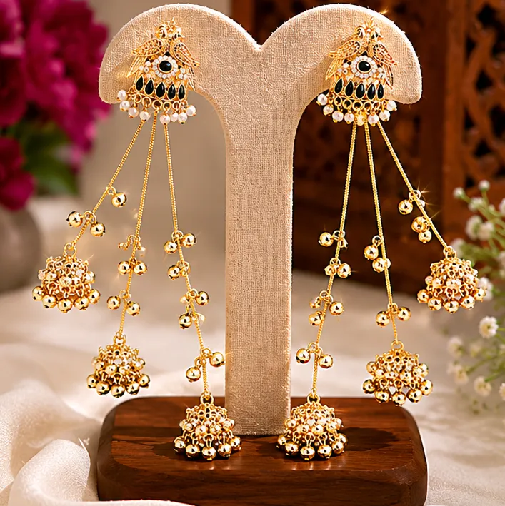 Silver Oxidized Ghungroo Bahubali Earrings